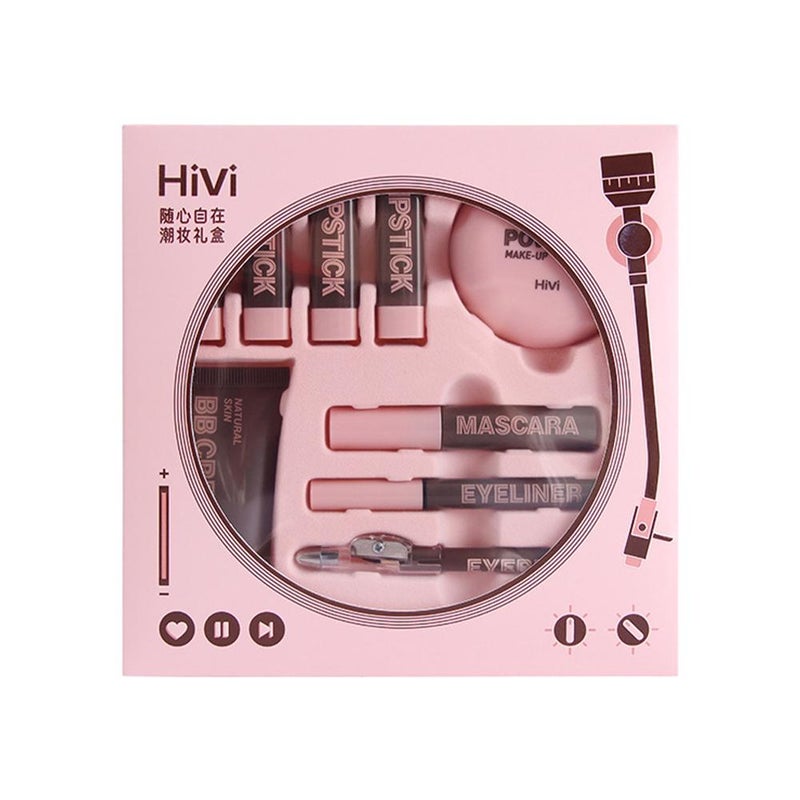 Hivi's Free and Easy Trendy Makeup Gift Set: Nine-Piece Makeup Set (Lipstick, Powder, Mascara, Eyebrow Pencil)